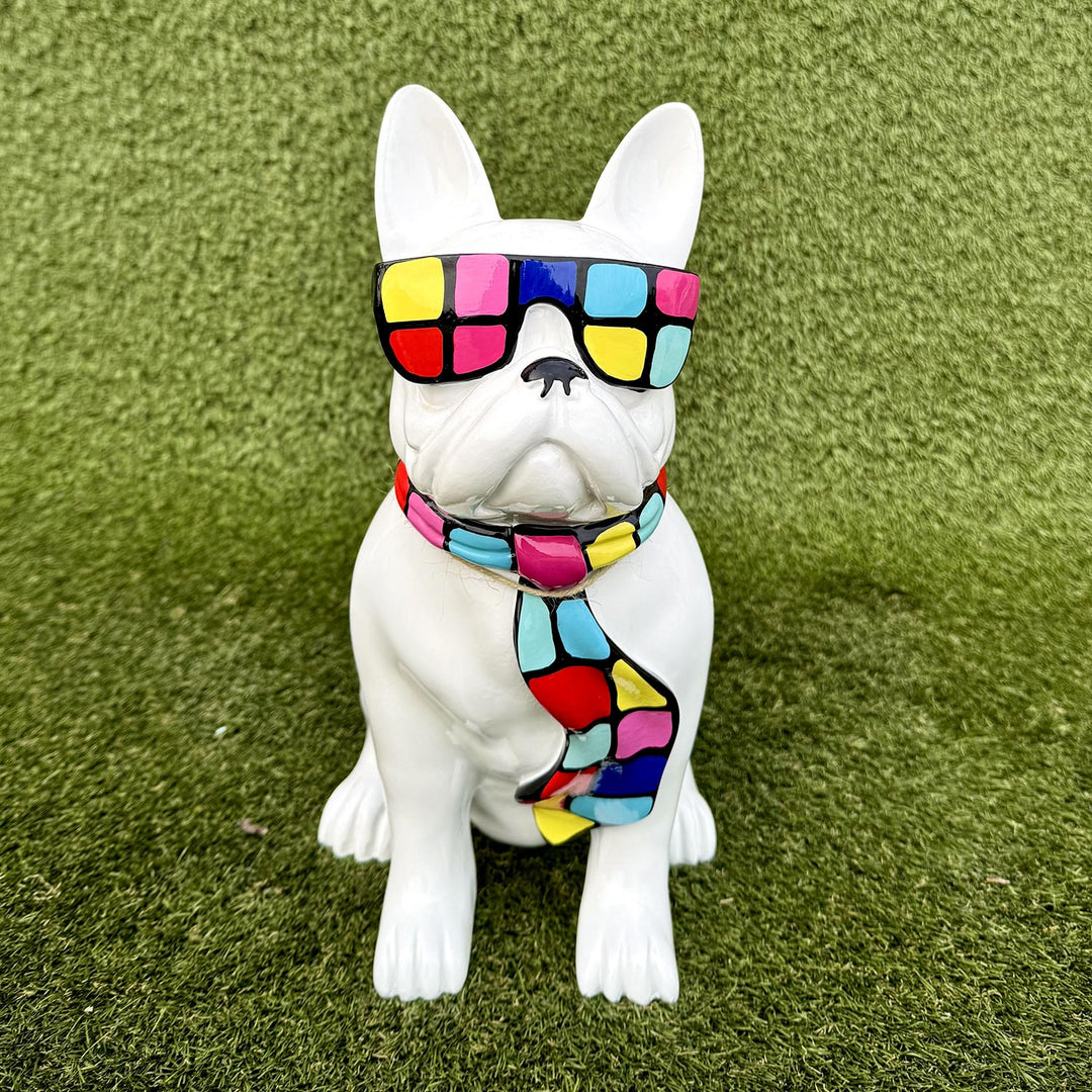 BULLDOG BIANCO CON OCCHIALI MULTICOLOR
