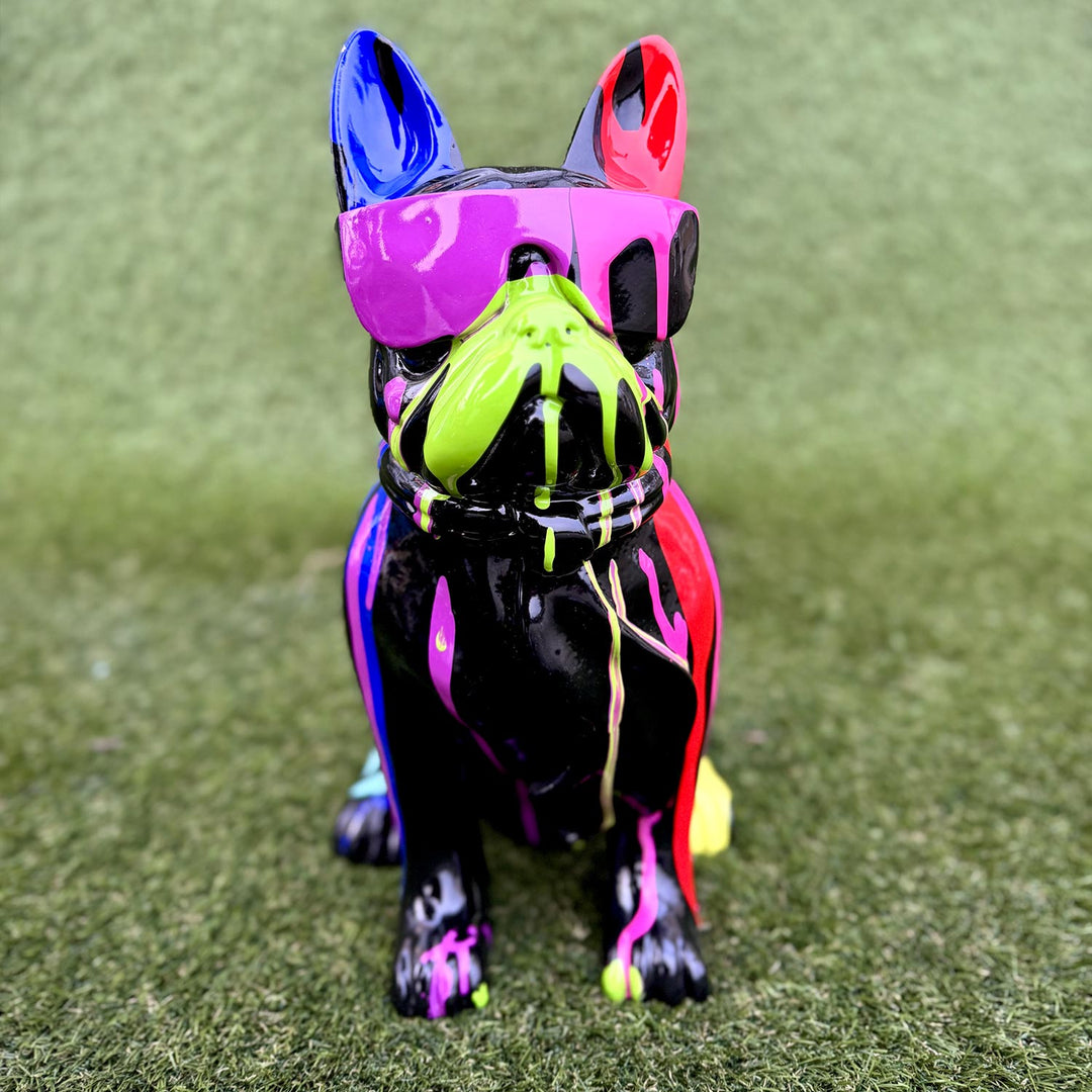 BULLDOG NERO CON SCHIZZI MULTICOLOR